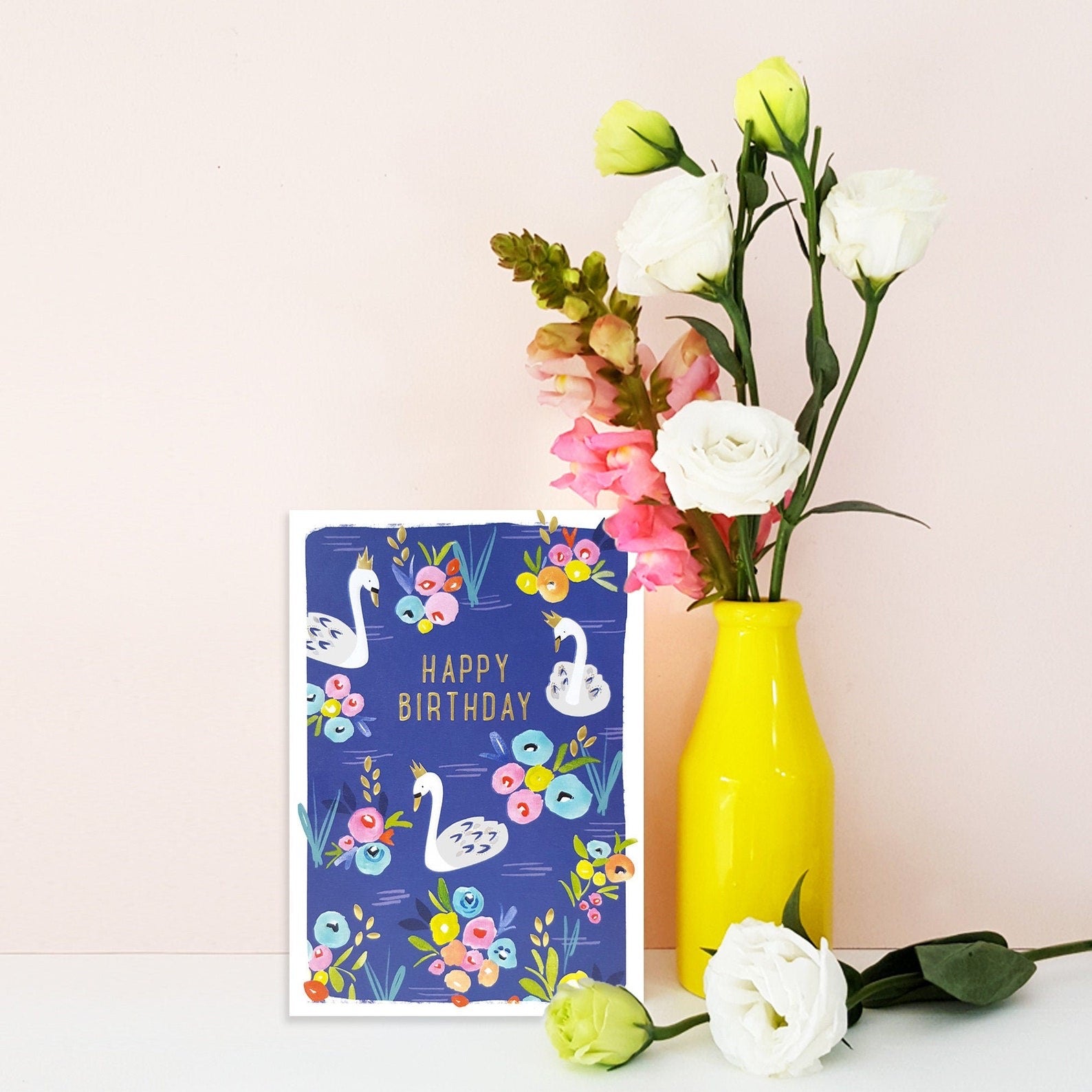 Rosanna Rossi Happy Birthday Swans Card