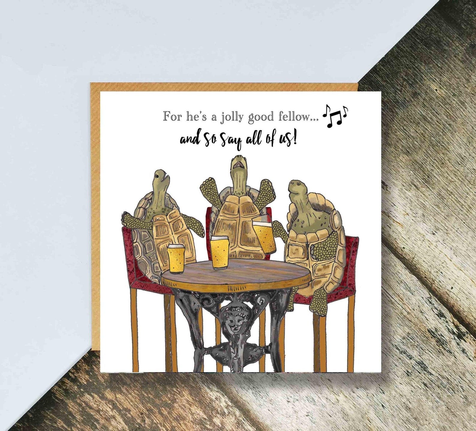 Flying Teaspoons For He's a Jolly Good Fellow Birthday Card