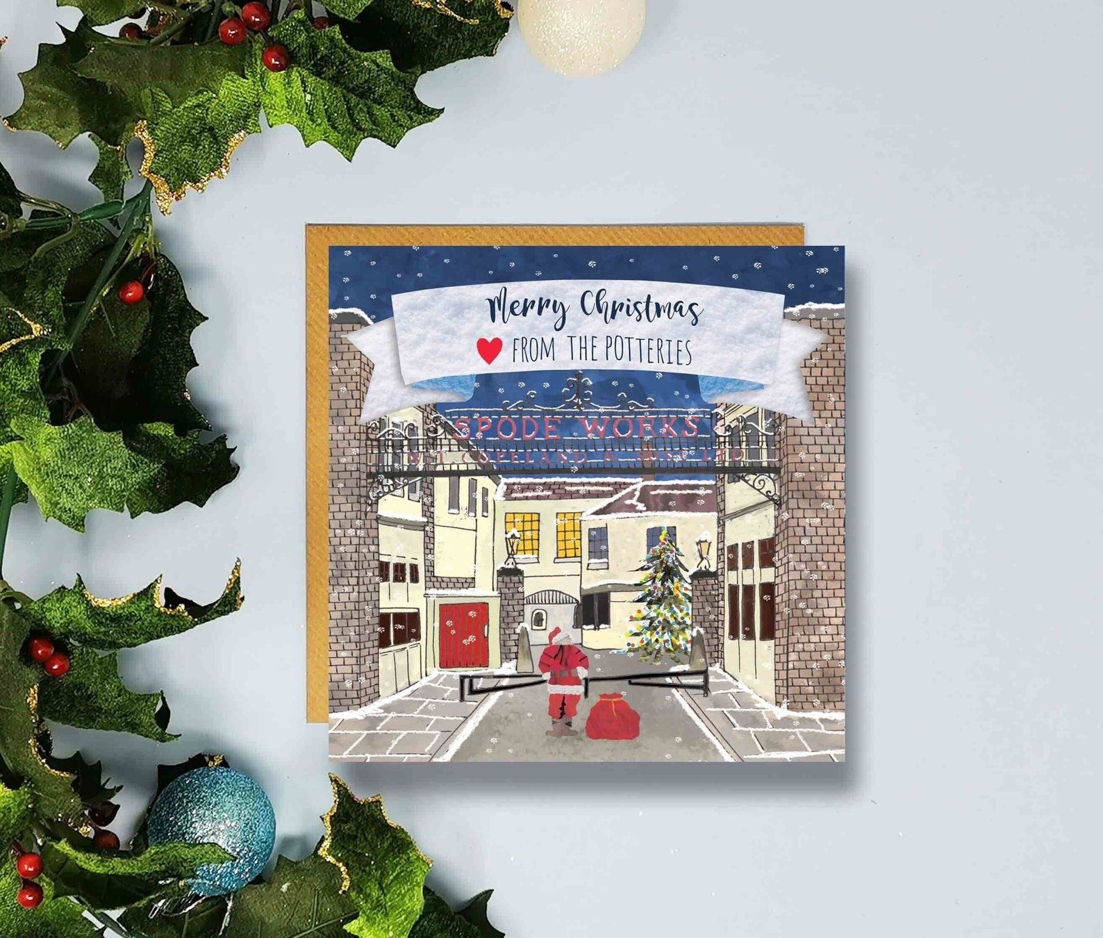 Flying Teaspoons Merry Christmas from the Potteries Card