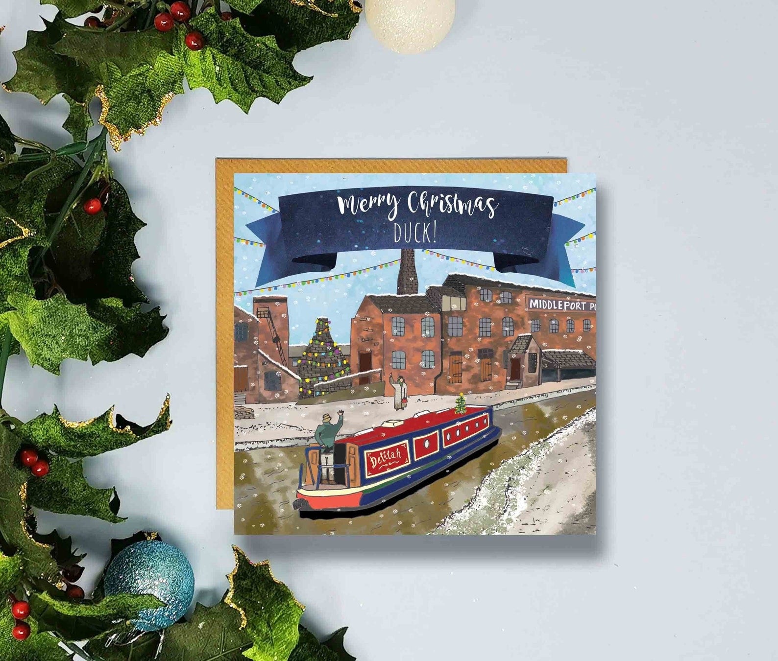 Flying Teaspoons Merry Christmas Duck Middleport Card
