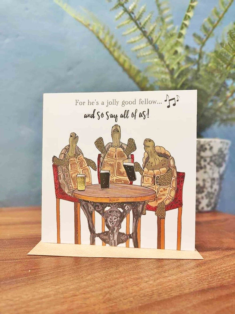 Flying Teaspoons For He's a Jolly Good Fellow Birthday Card