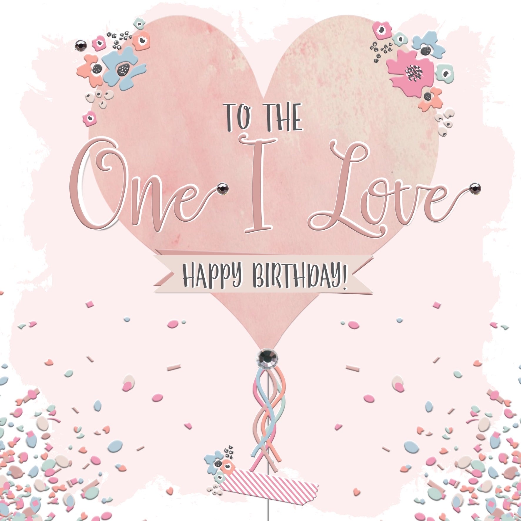 The Handcrafted Card Company One I Love Balloon Confetti Card