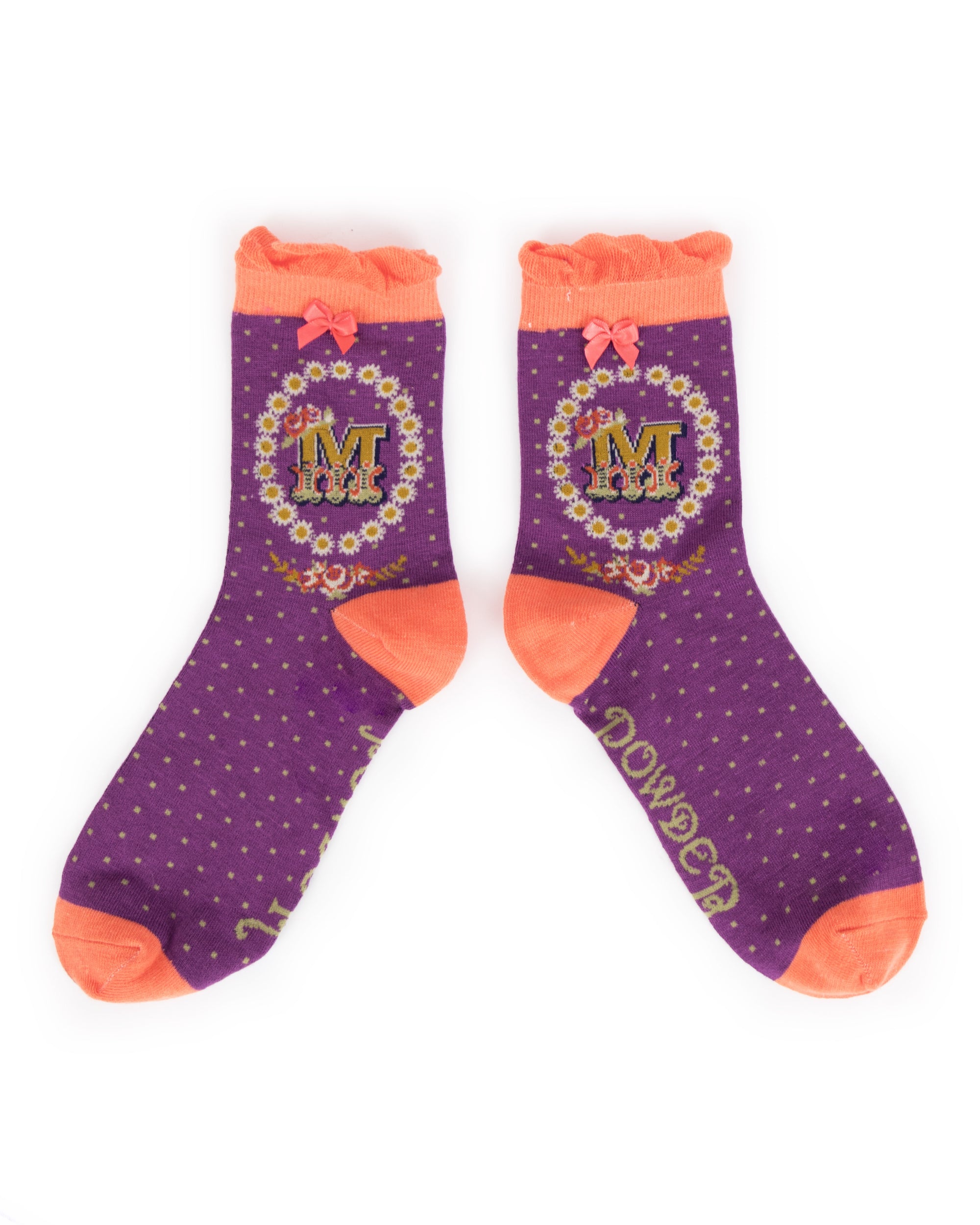 Powder Alphabet Socks - Letter M