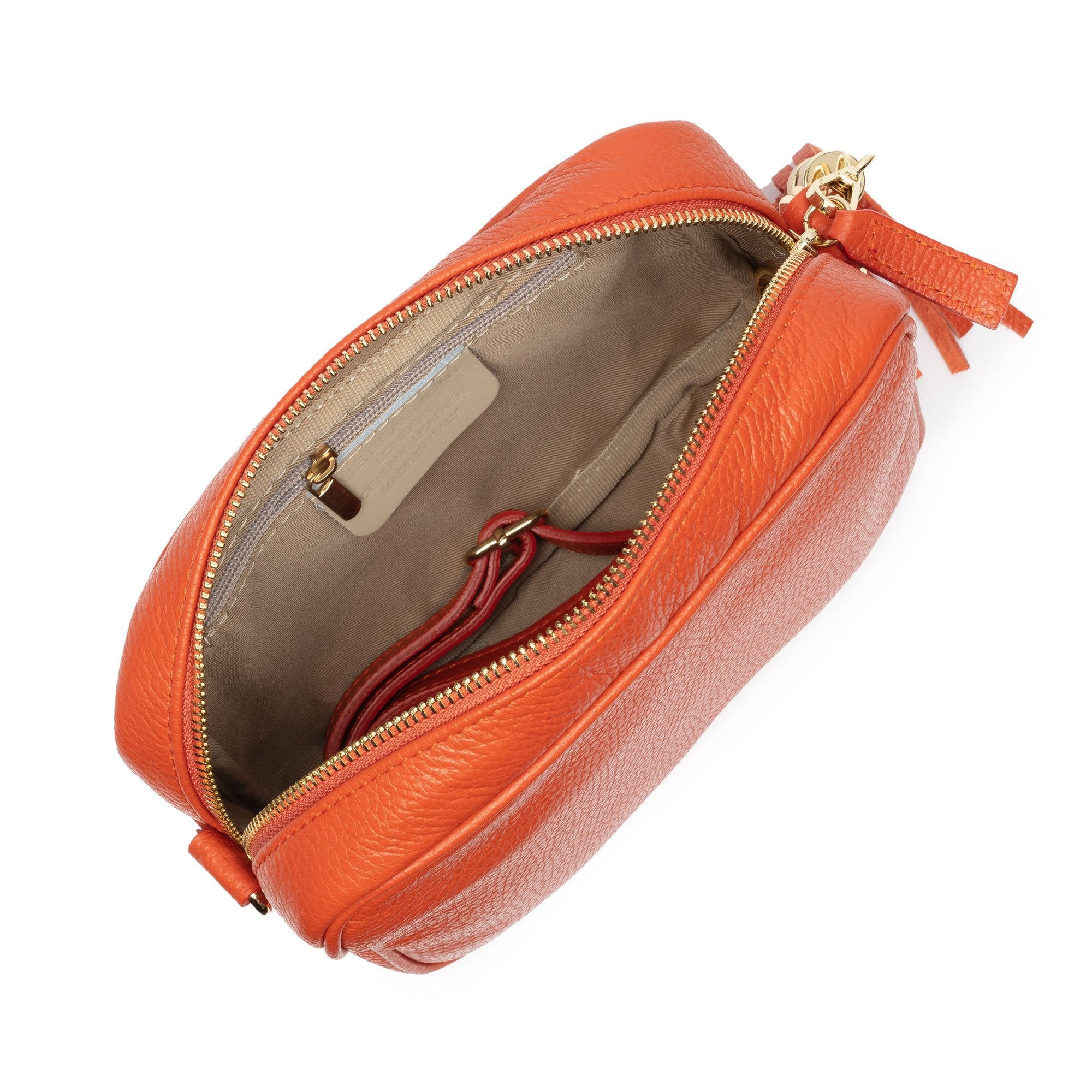 Elie Beaumont Designer Leather Crossbody Bag - Rust (GOLD Fittings)