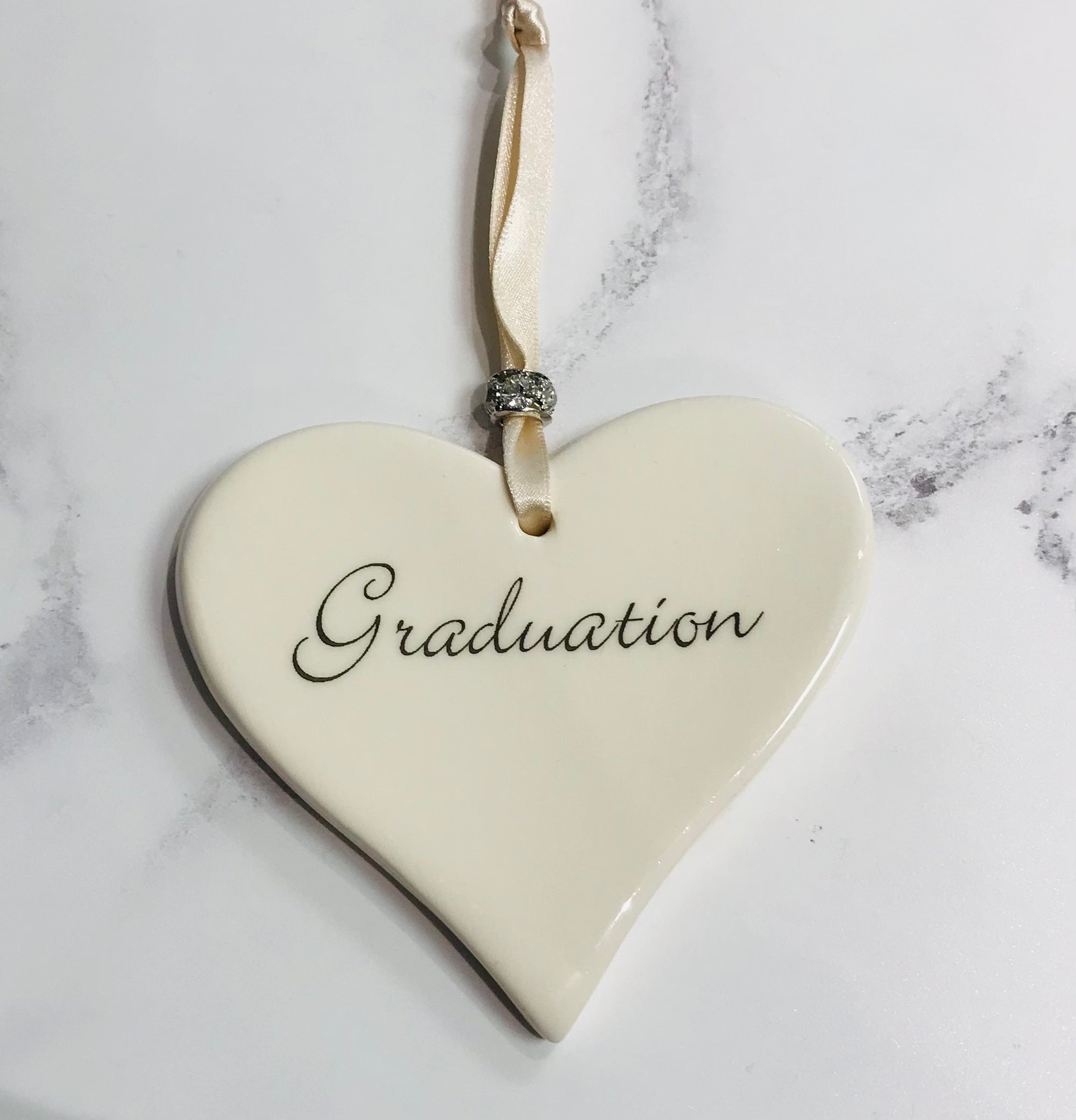 Dimbleby Ceramics LARGE Sentiment Hanging Heart - Graduation