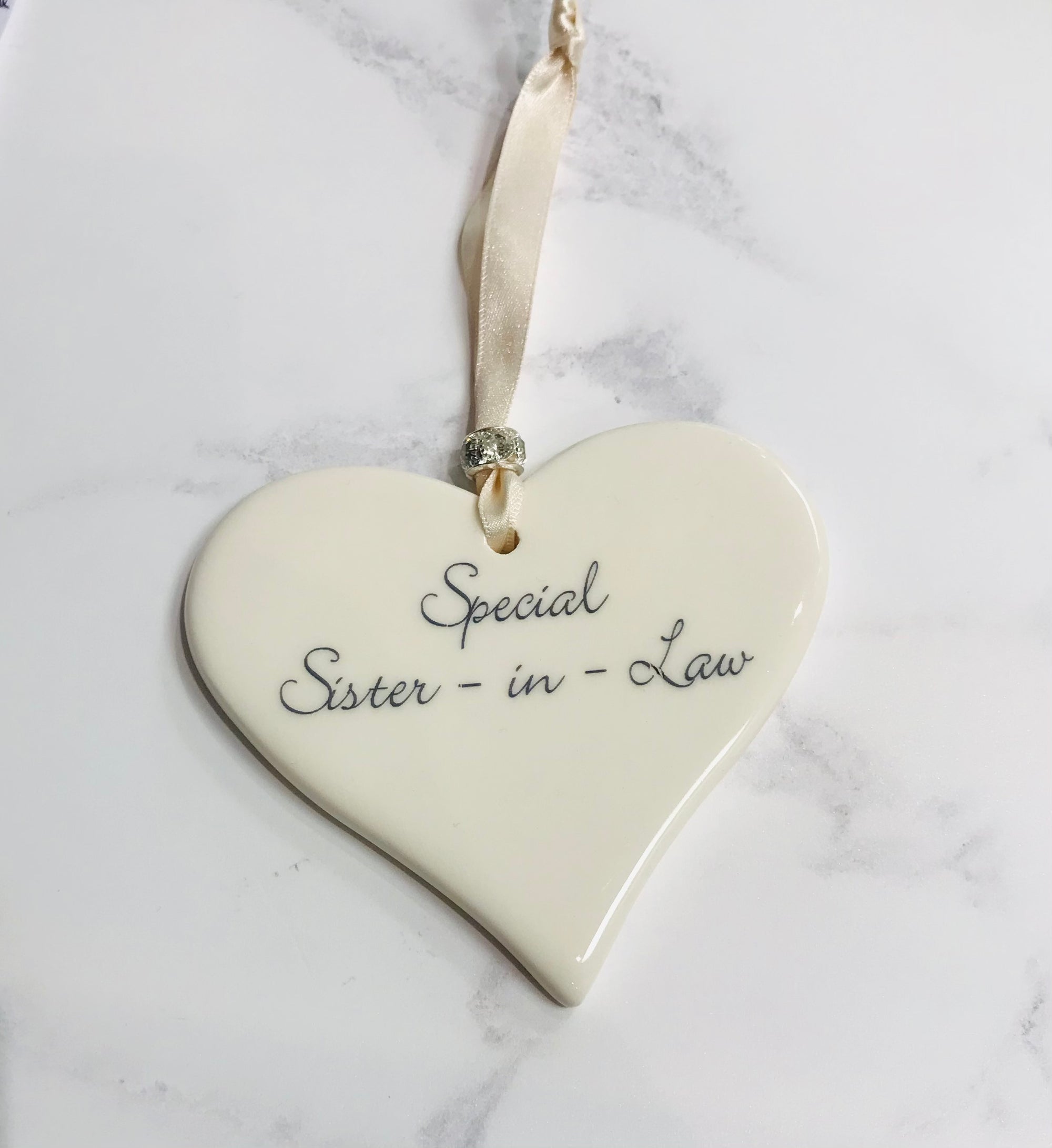 Dimbleby Ceramics LARGE Sentiment Hanging Heart - Special Sister-in-Law
