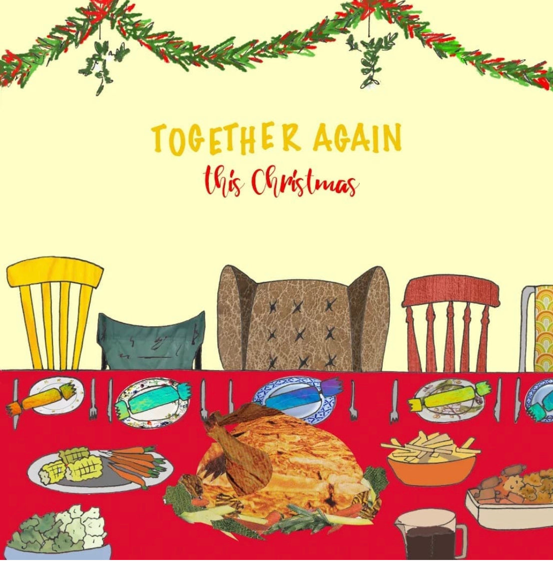 Flying Teaspoons Together Again at Christmas Card