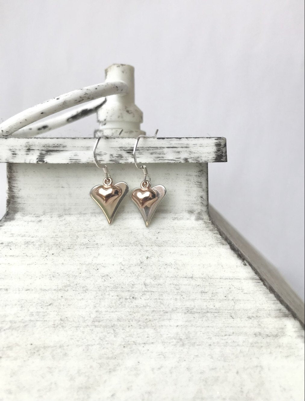 Jolu Jewellery Olivia Double Heart Earrings - Rose Gold Mix