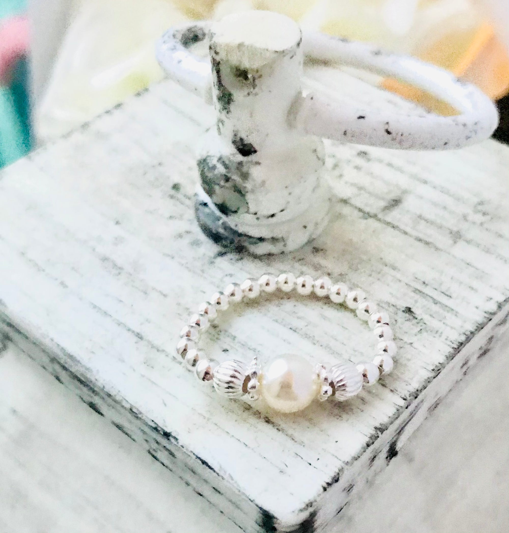 Jolu Jewellery Grace Pearl (June Birthstone) Stretch Ring