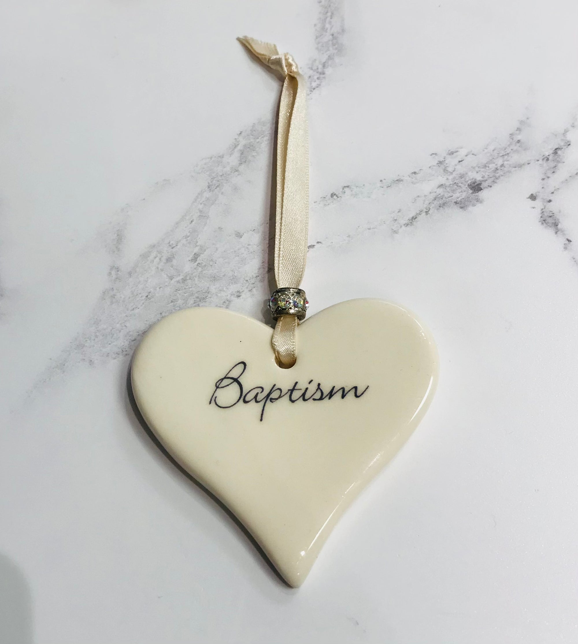 Dimbleby Ceramics Sentiment Hanging Heart - Baptism