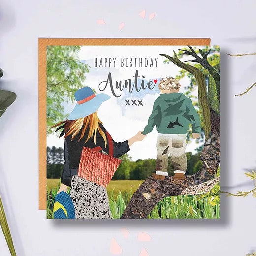 Flying Teaspoons Happy Birthday Auntie From Nephew Card