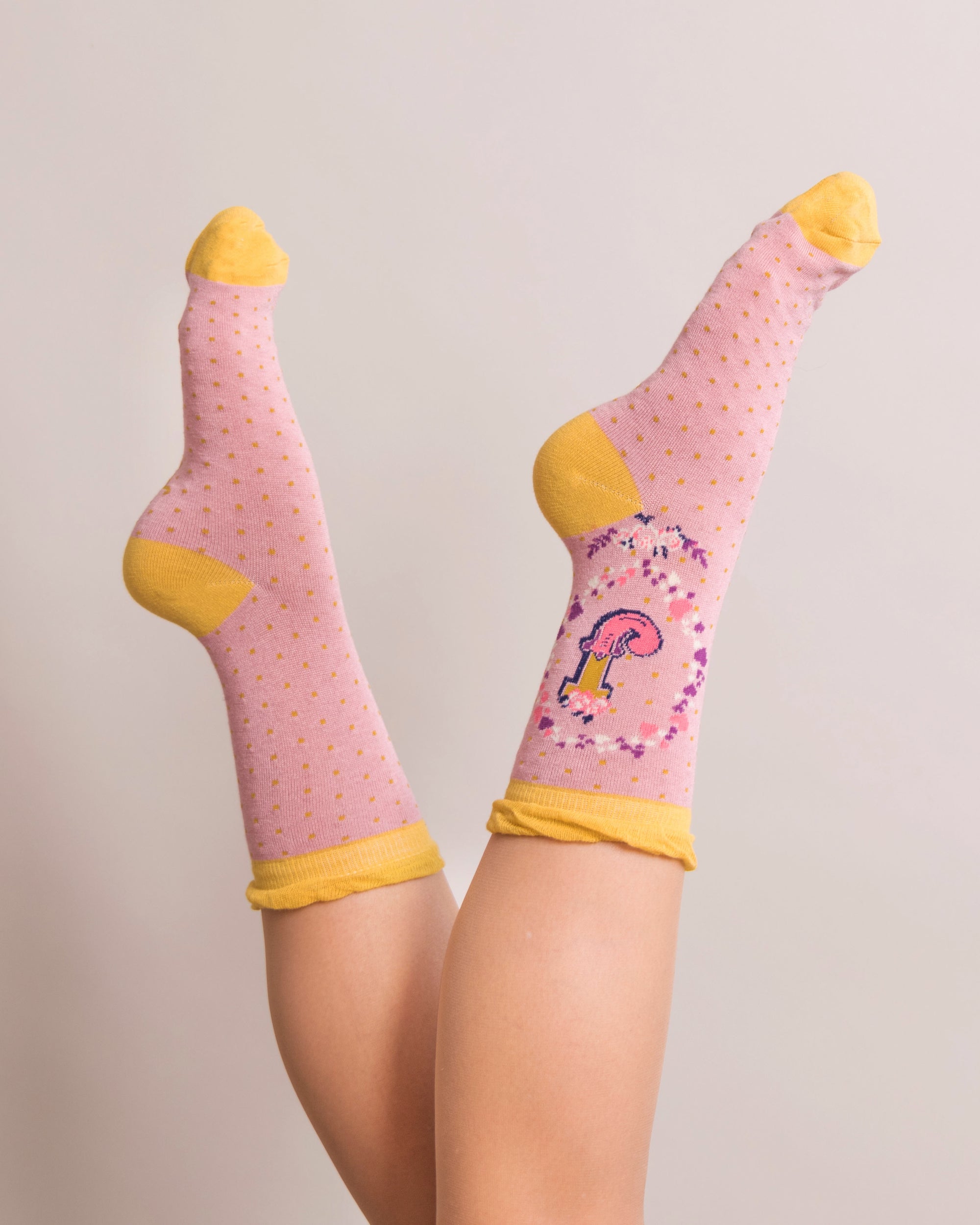 Powder Alphabet Socks - Letter J