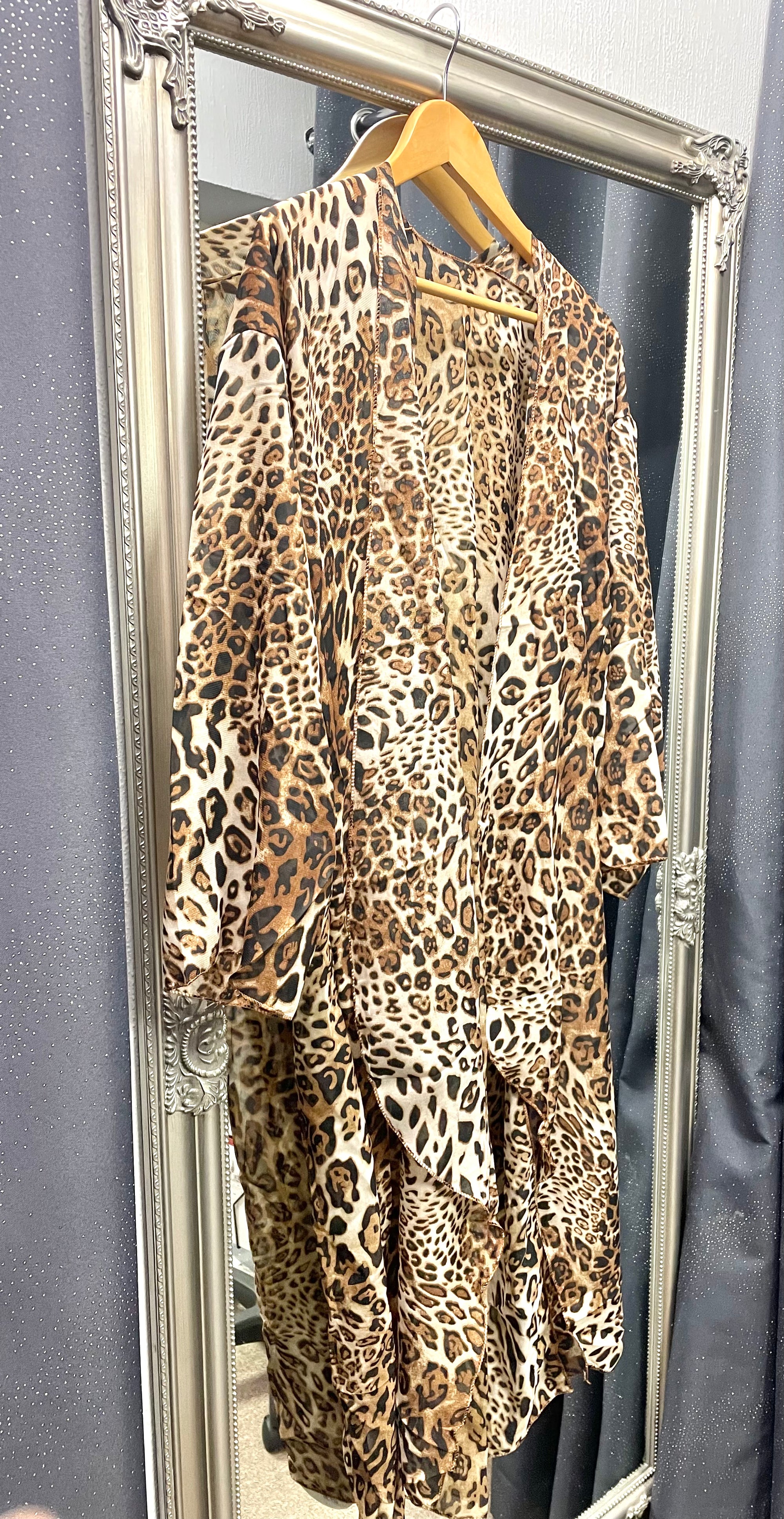 Black Ginger Animal Print Long Jacket/Kaftan