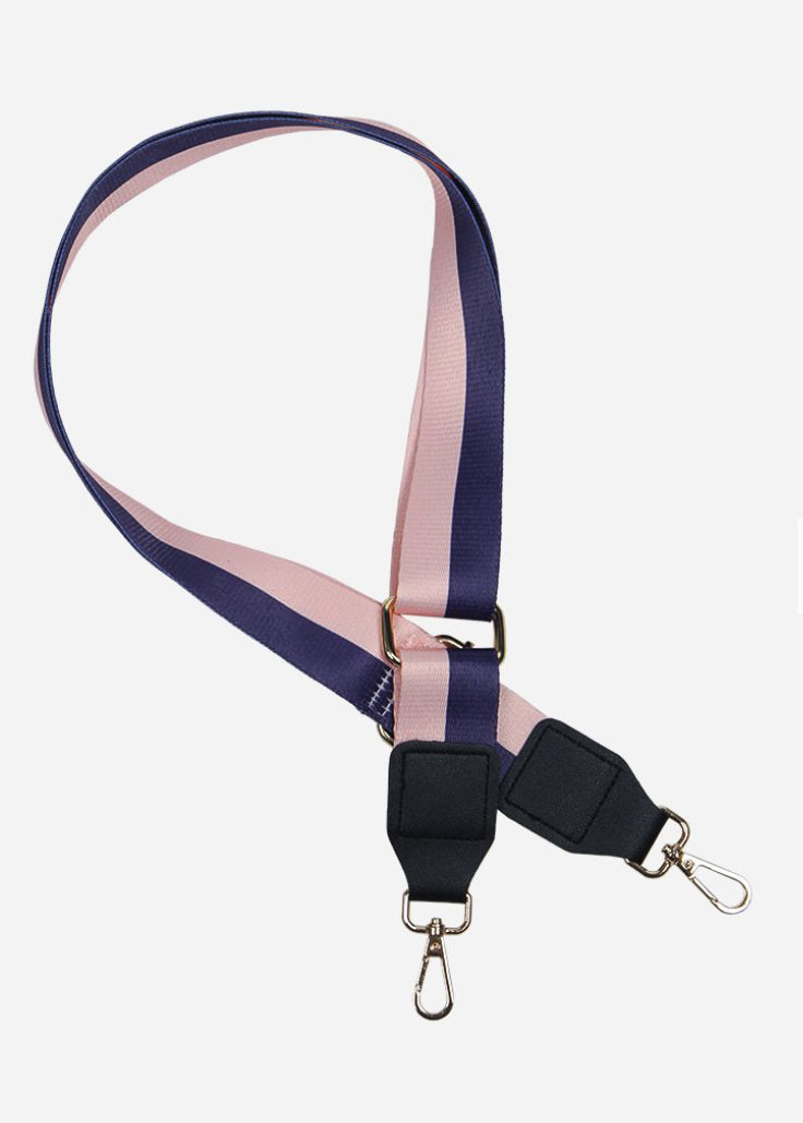 Navy & Pink Stripe Print Bag Strap