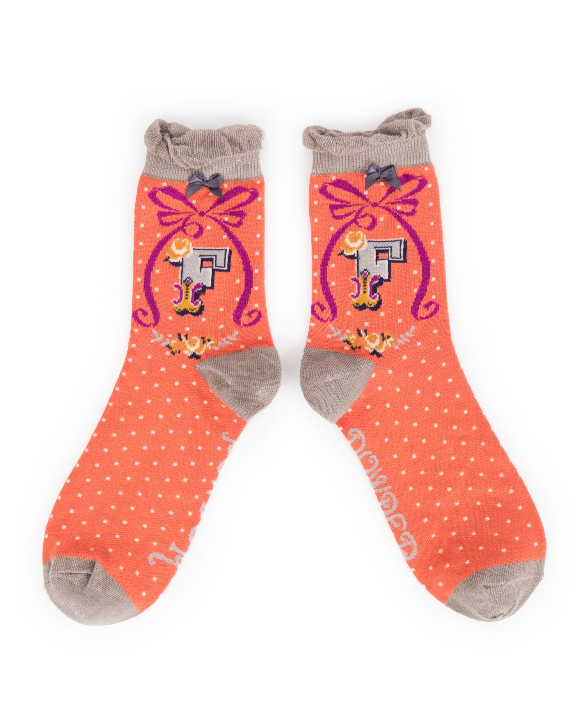 Powder Alphabet Socks - Letter F