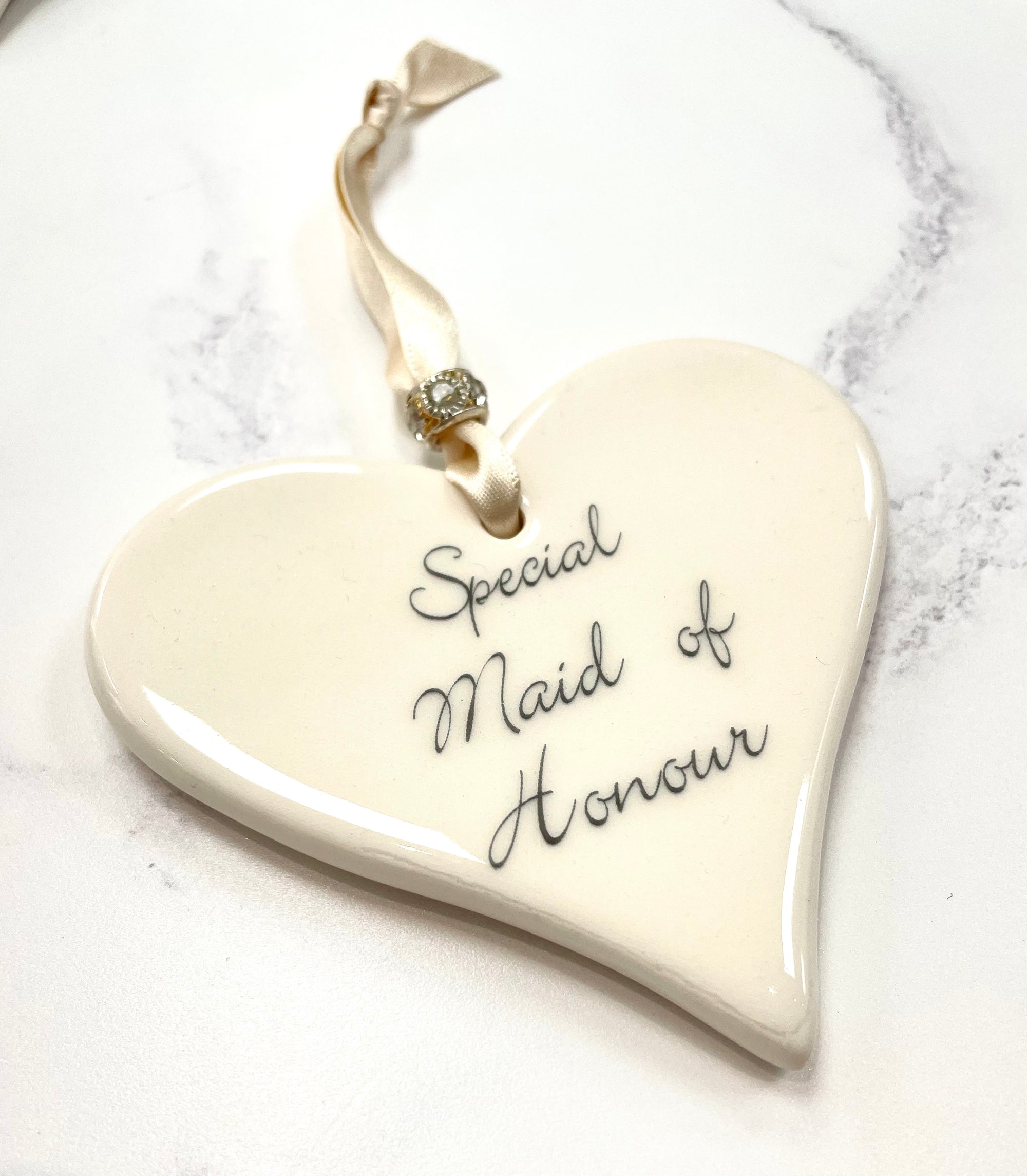 Dimbleby Ceramics Sentiment LARGE Hanging Heart - Special Maid of Honour