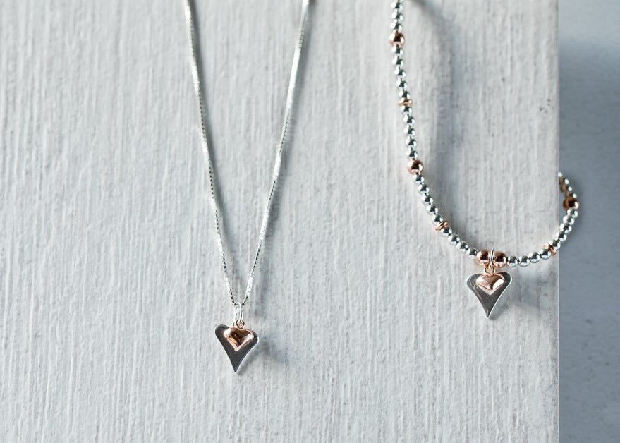 Jolu Jewellery Olivia Double Heart Bracelet - Rose gold Mix