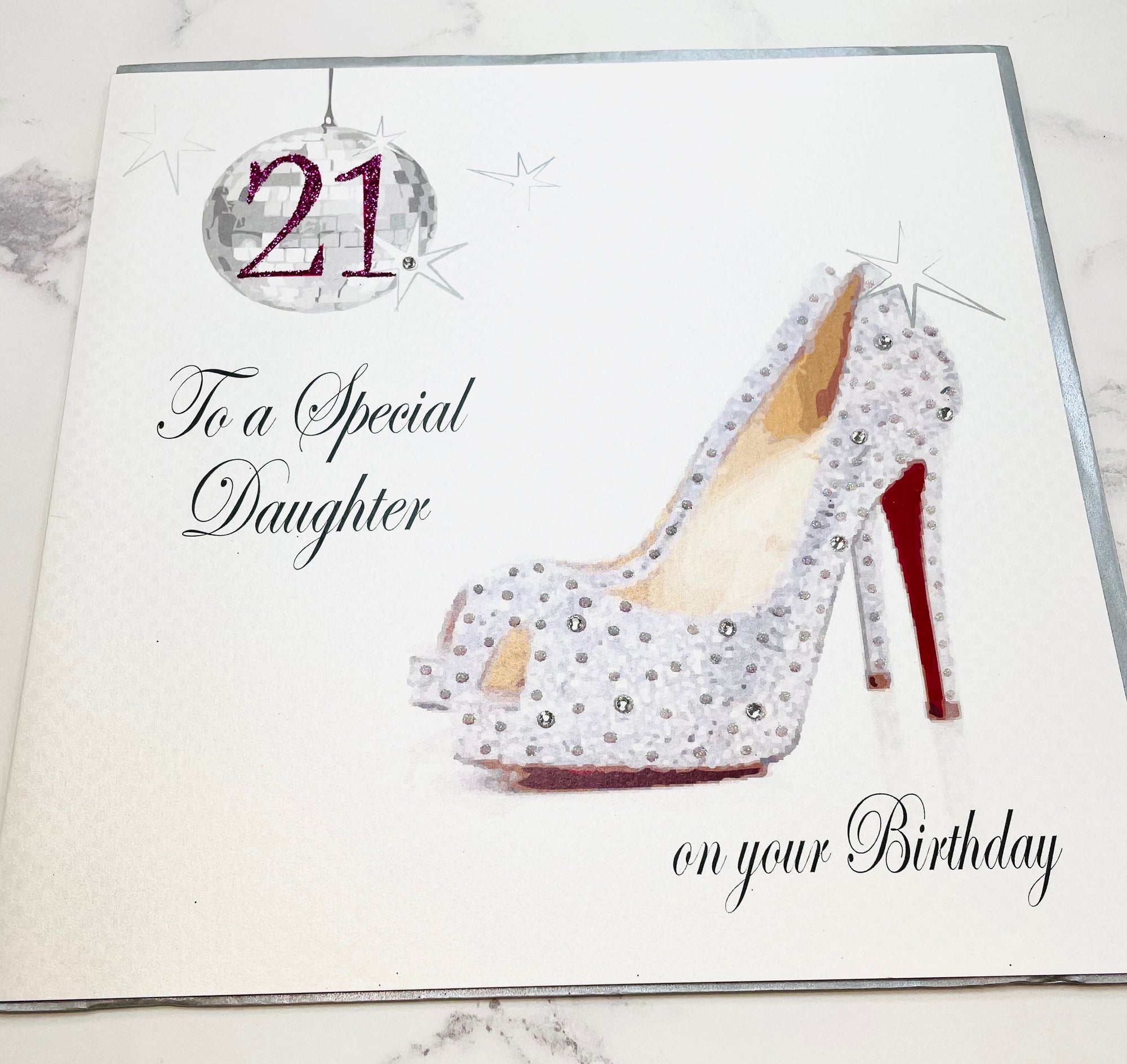 White Cotton Cards Special Daughter 21st Birthday Shoe LARGE Card