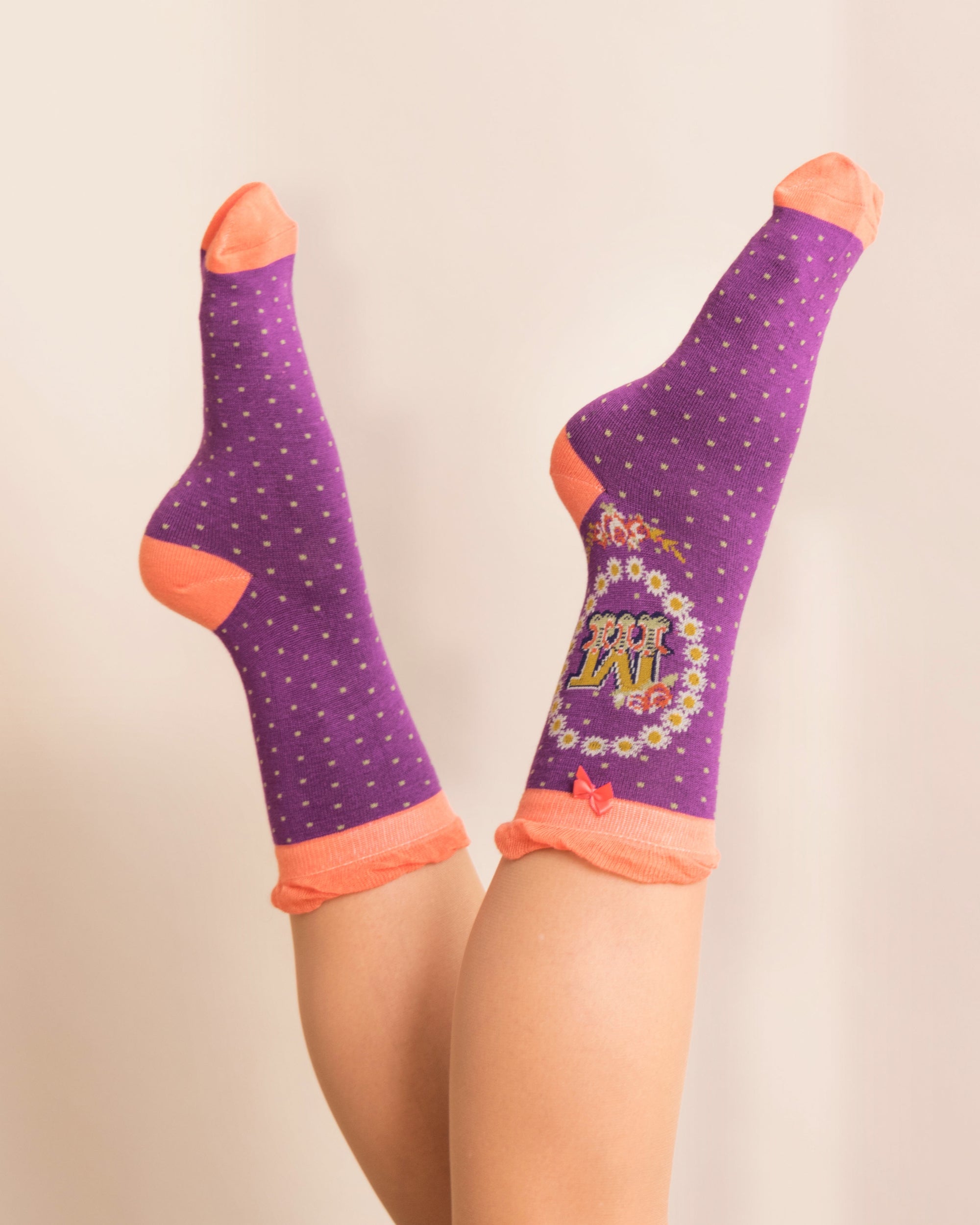 Powder Alphabet Socks - Letter M