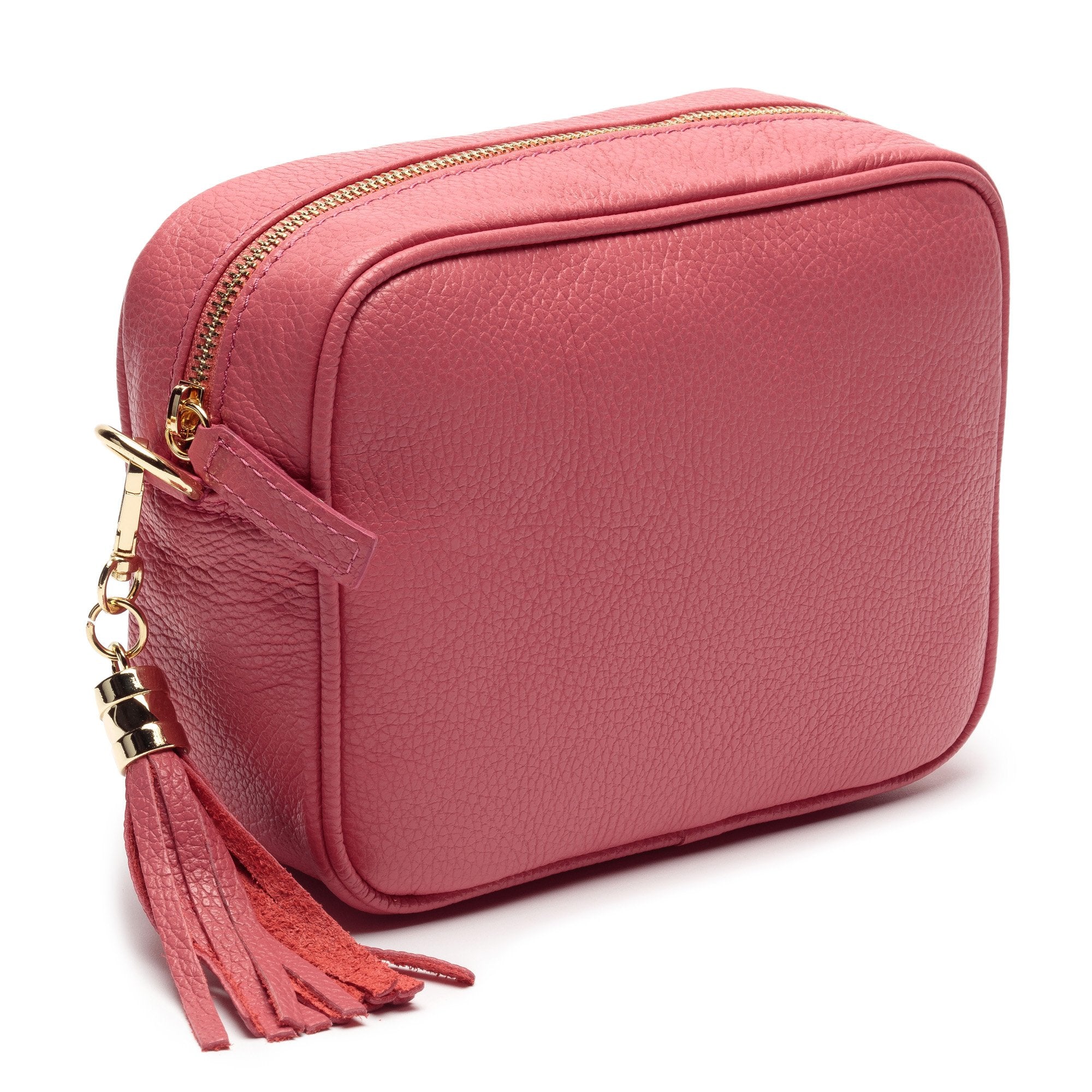 Elie Beaumont Designer Leather Crossbody Bag - Strawberry Pink (GOLD Fittings)