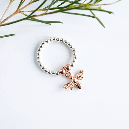 Jolu Jewellery Queen Bee Rose Gold Mix Stretch Ring