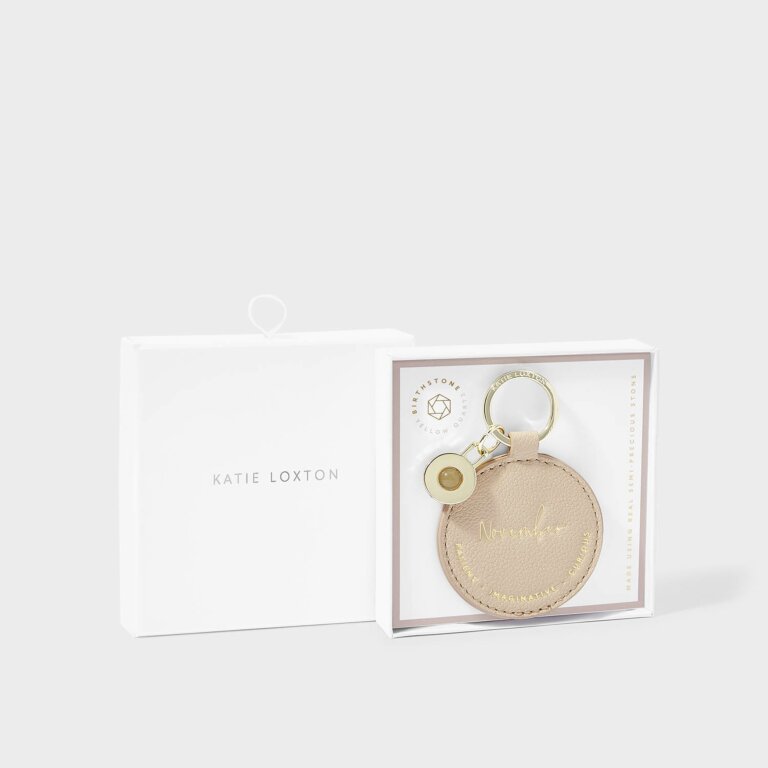 NEW Katie Loxton Birthstone Keyring - November - Yellow Quartz - Sand