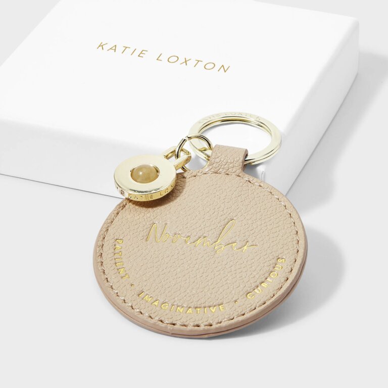 NEW Katie Loxton Birthstone Keyring - November - Yellow Quartz - Sand