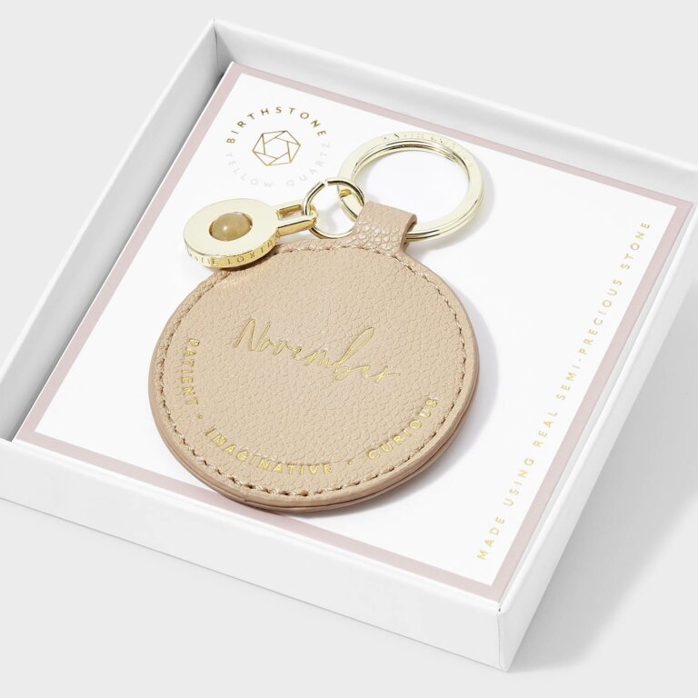 NEW Katie Loxton Birthstone Keyring - November - Yellow Quartz - Sand