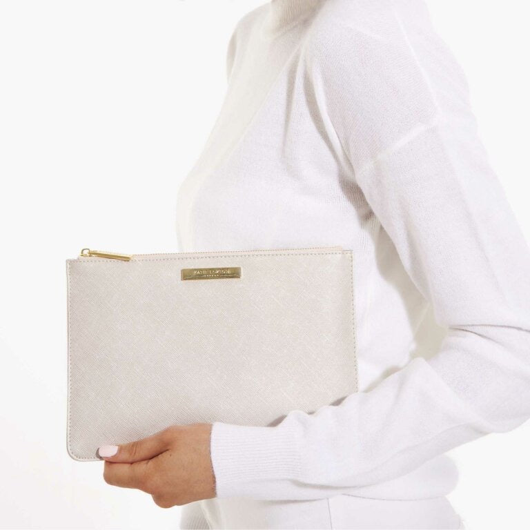 Katie Loxton Secret Message Pouch - Maid of Honor - Metallic White