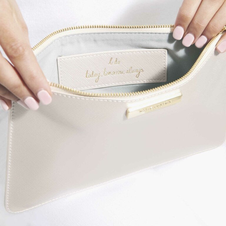 Katie Loxton Secret Message Pouch - Bride - Metallic White