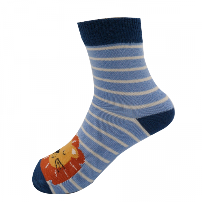 BOYS Bamboo Kids Ankle Socks - Lions - Light Blue