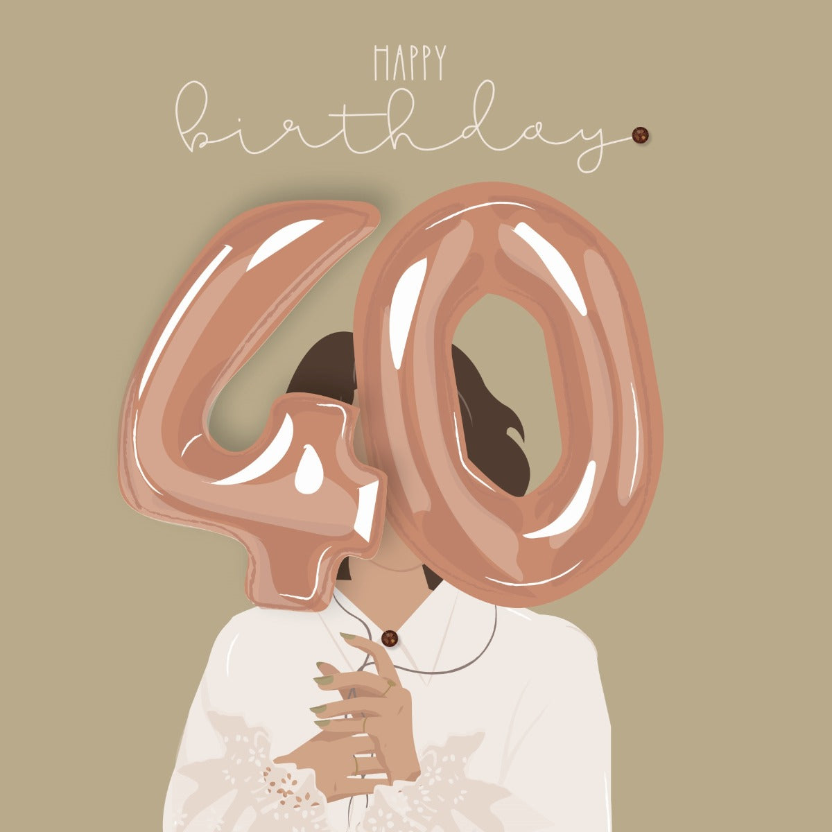 Happy Birthday 40 Balloons & Lady Card