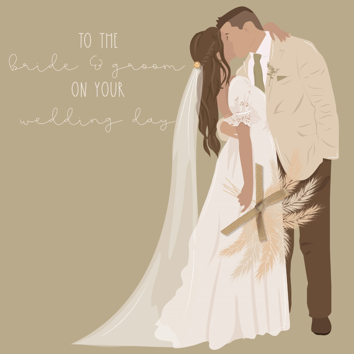 Bride & Groom on your Wedding Day Elegant Couple Card