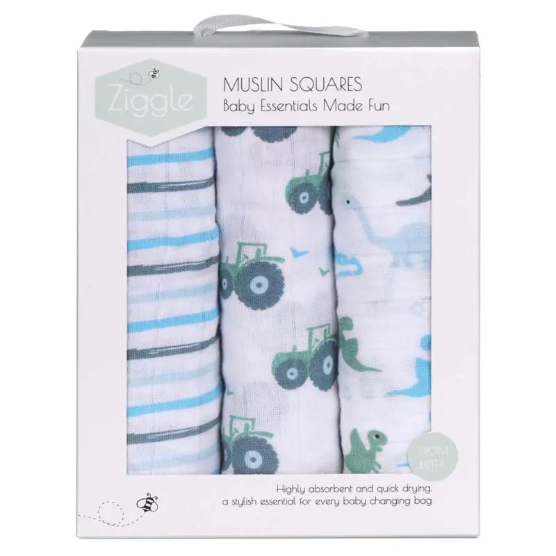 Blues Muslin Set of 3 Boxed - Ziggle
