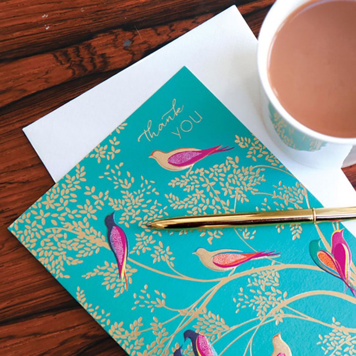 Sara Miller by The Art File - 10 Thank You Notecards Card - Birds in a Tree