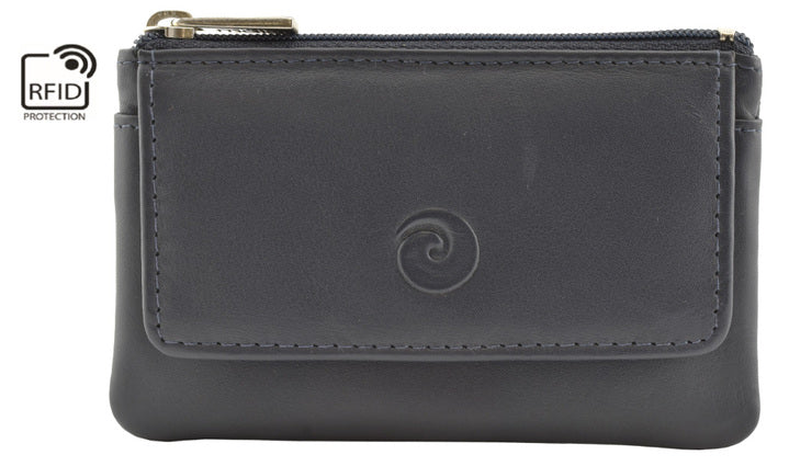 Mala Leather Origin Small Flap Coin Purse with RFID Protection (4110 5) - Navy Blue
