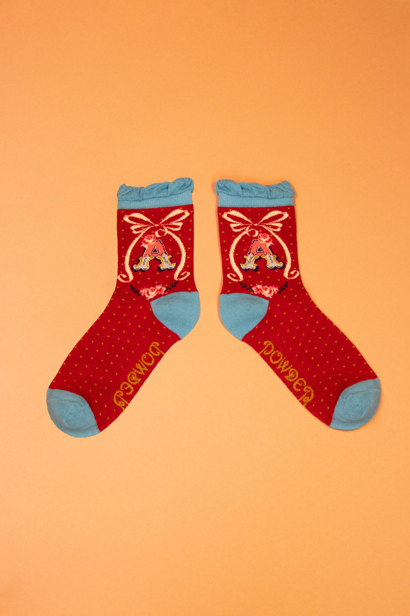 Powder Alphabet Socks - Letter A