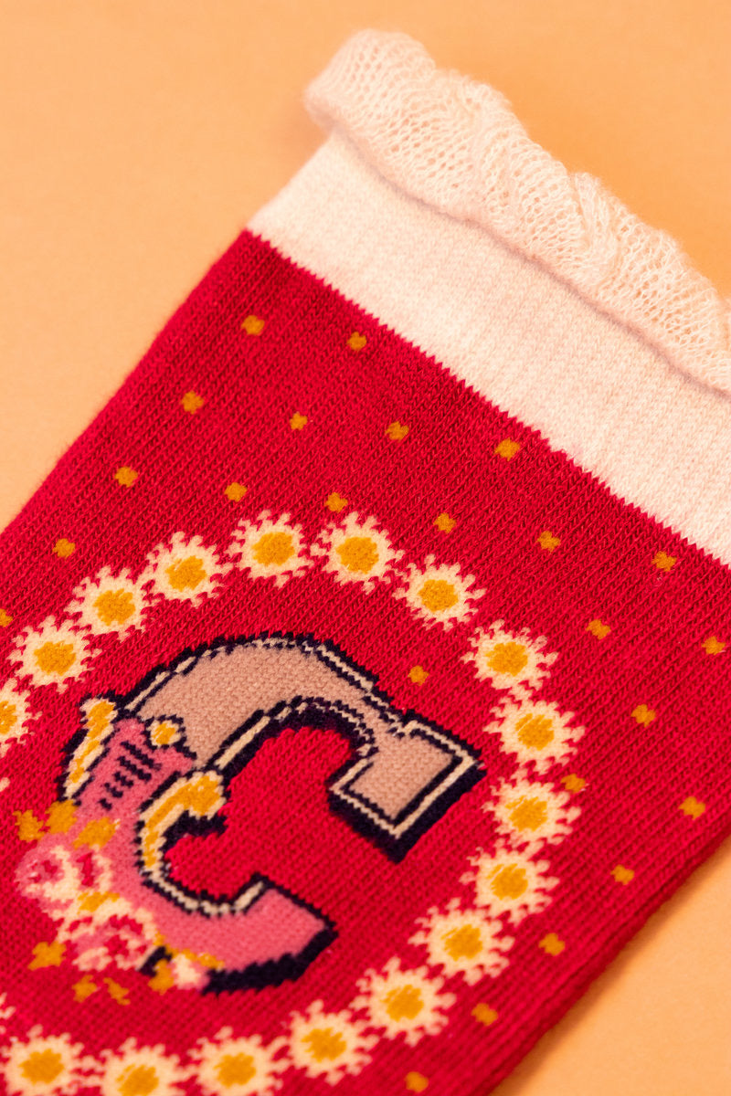 Powder Alphabet Socks - Letter C