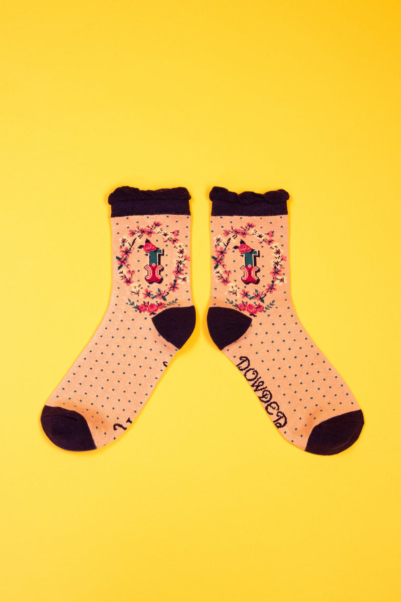 Powder Alphabet Socks - Letter I
