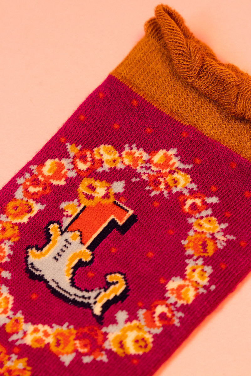 Powder Alphabet Socks - Letter L