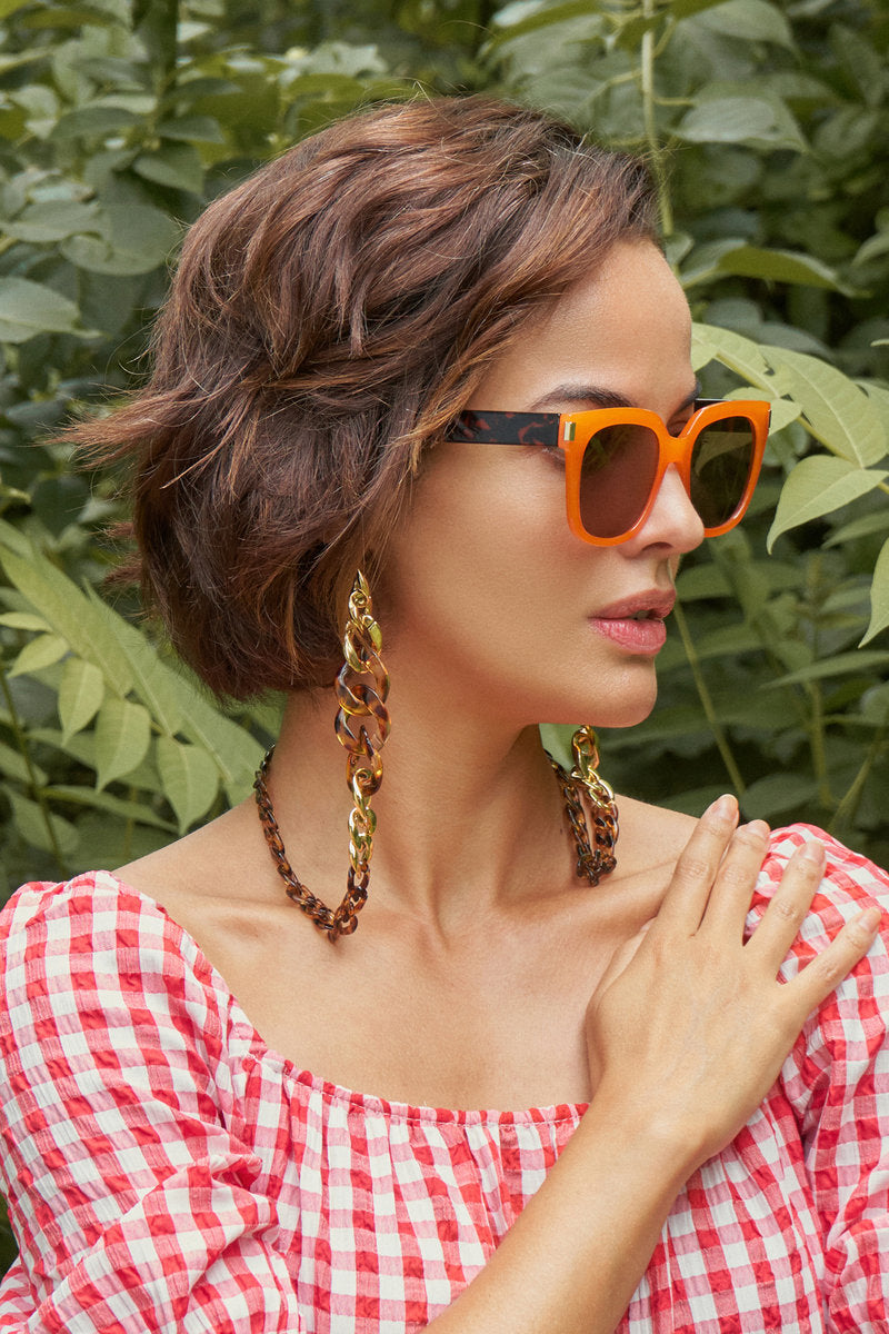 Powder Sunglasses Chain -Wave Tortoiseshell