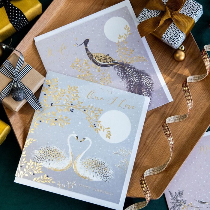Sara Miller by The Art File - Wonderful Wife Peacock Christmas Card