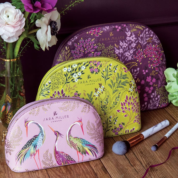 Sara Miller Havali Garden Cranes Small Cosmetic Bag - Pink