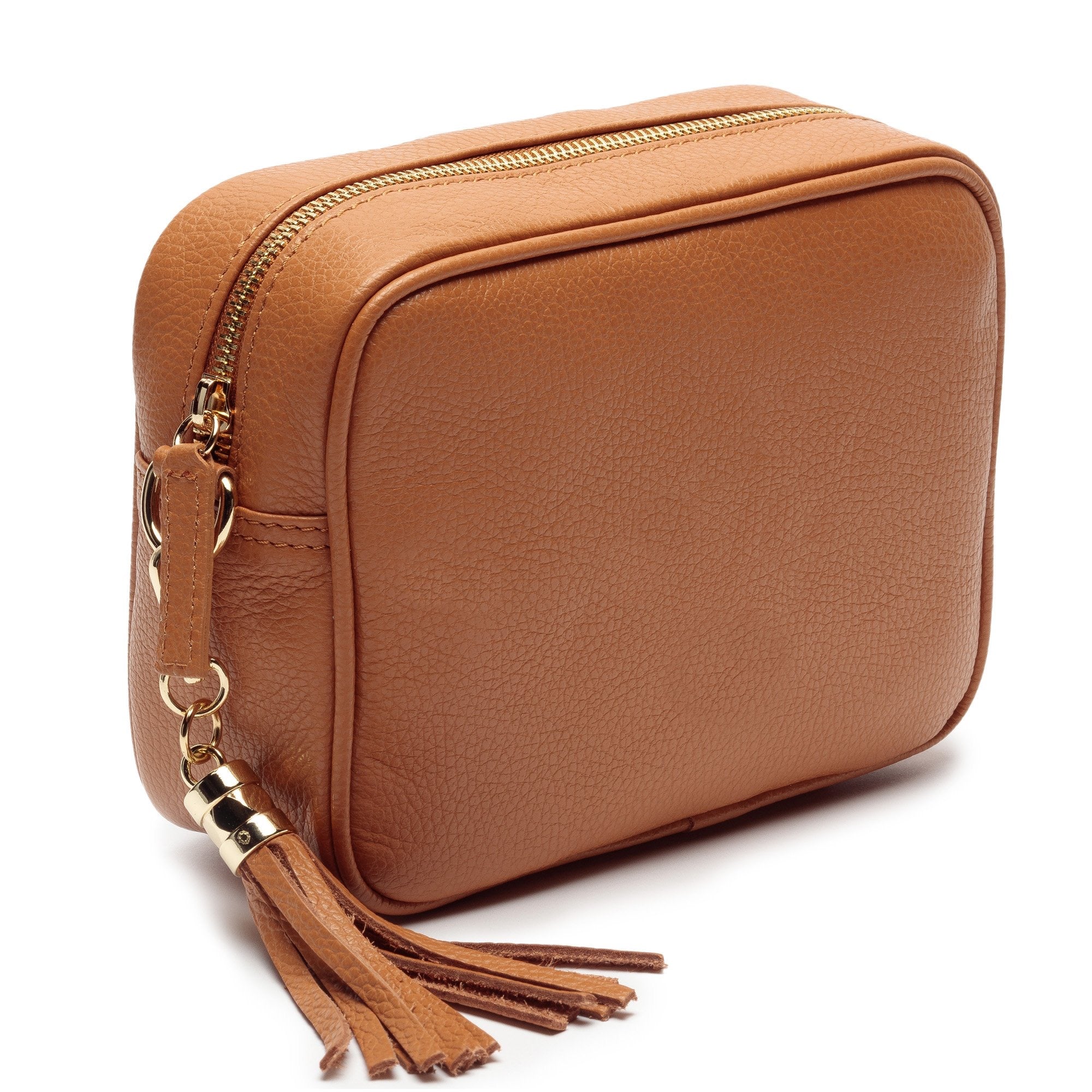 Elie Beaumont Designer Leather Crossbody Bag - Tan (GOLD Fittings)