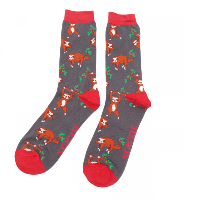 Mr Heron MENS Bamboo Ankle Socks - Sloth - Charcoal Grey