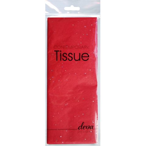 Deva Designs Sparkle Red Tissue Paper - Pack of 4 Sheets - Red