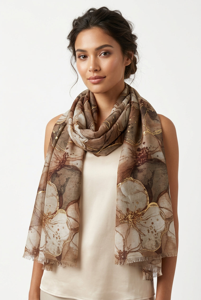 SWATCH - Park Lane Scarf 2100 Bold Floral with Gold Foil - (AUTOGENERATED)