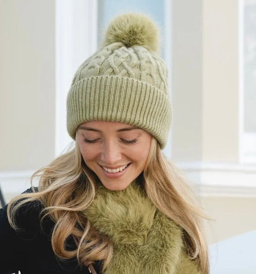 SWATCH - Park Lane Hat24 Cable Knit Hat with Faux Fur Bobble - (AUTOGENERATED)