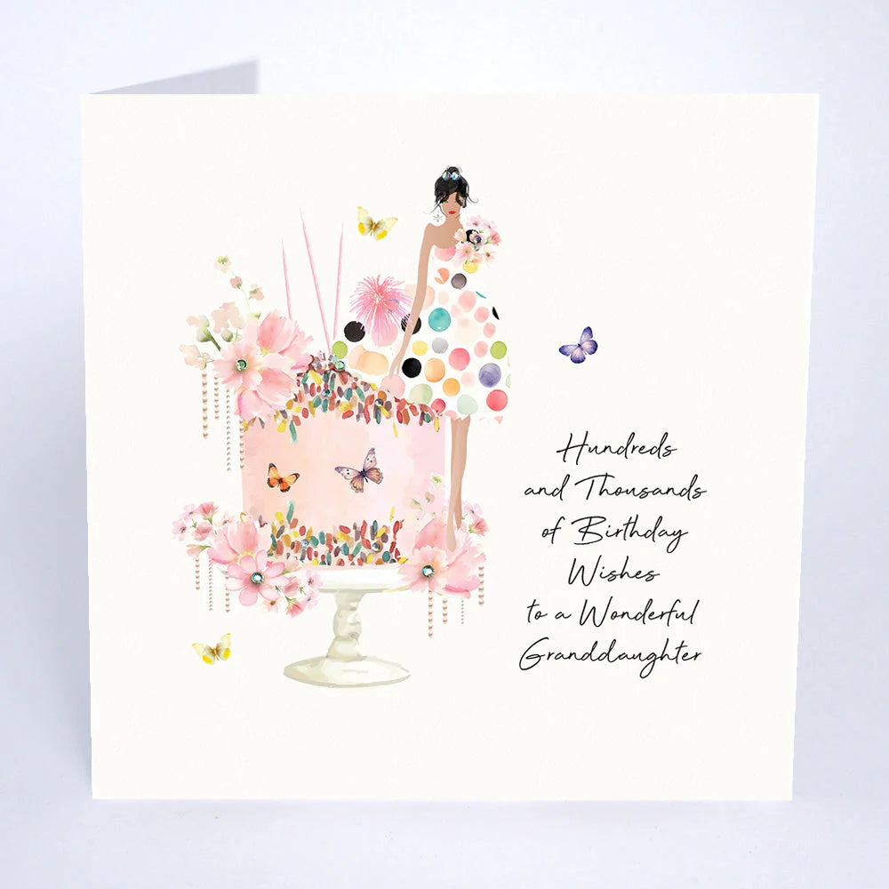 Five Dollar Shake - Granddaughter Wishes - Cake &amp; Butterflies - Birthday Card