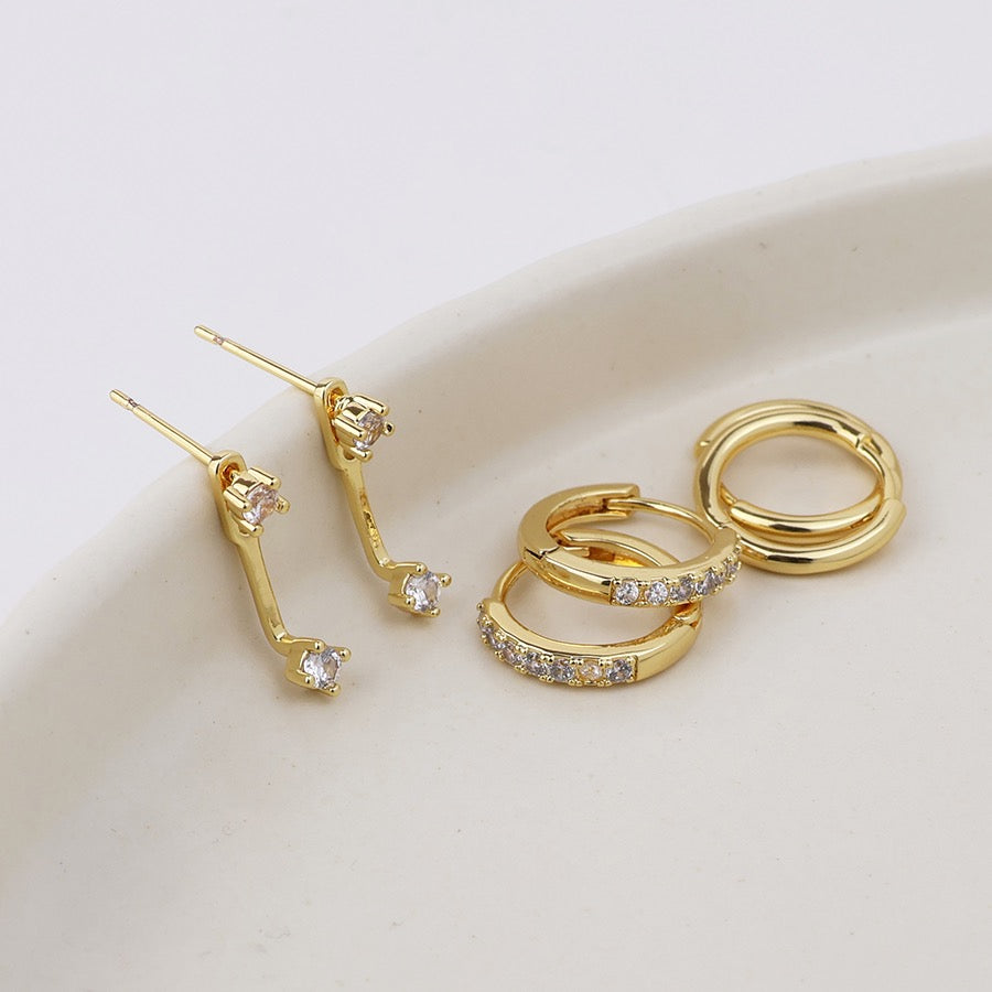 POM Izzy Hoop &amp; Crystal Earring Set - Faux Gold